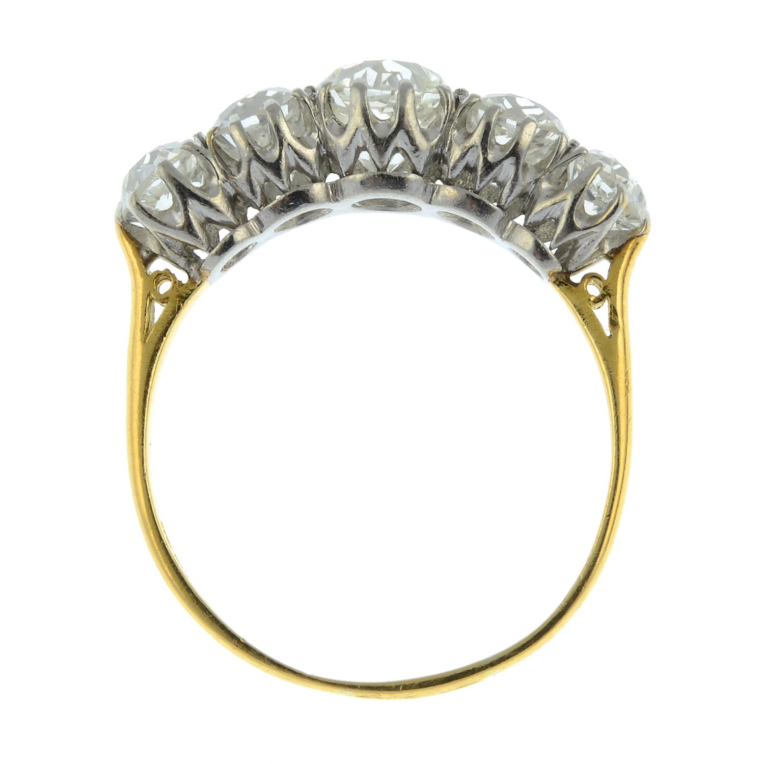 An 18ct gold graduated old-cut diamond five-stone ring.Estimated total diamond weight 4cts, - Image 6 of 6