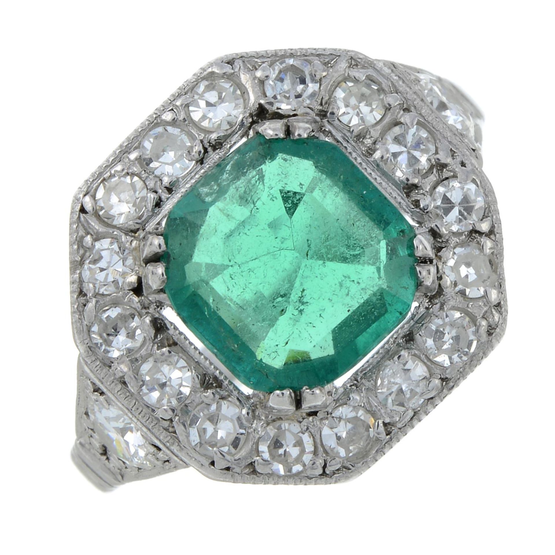 A Colombian emerald and diamond dress ring. - Image 2 of 7