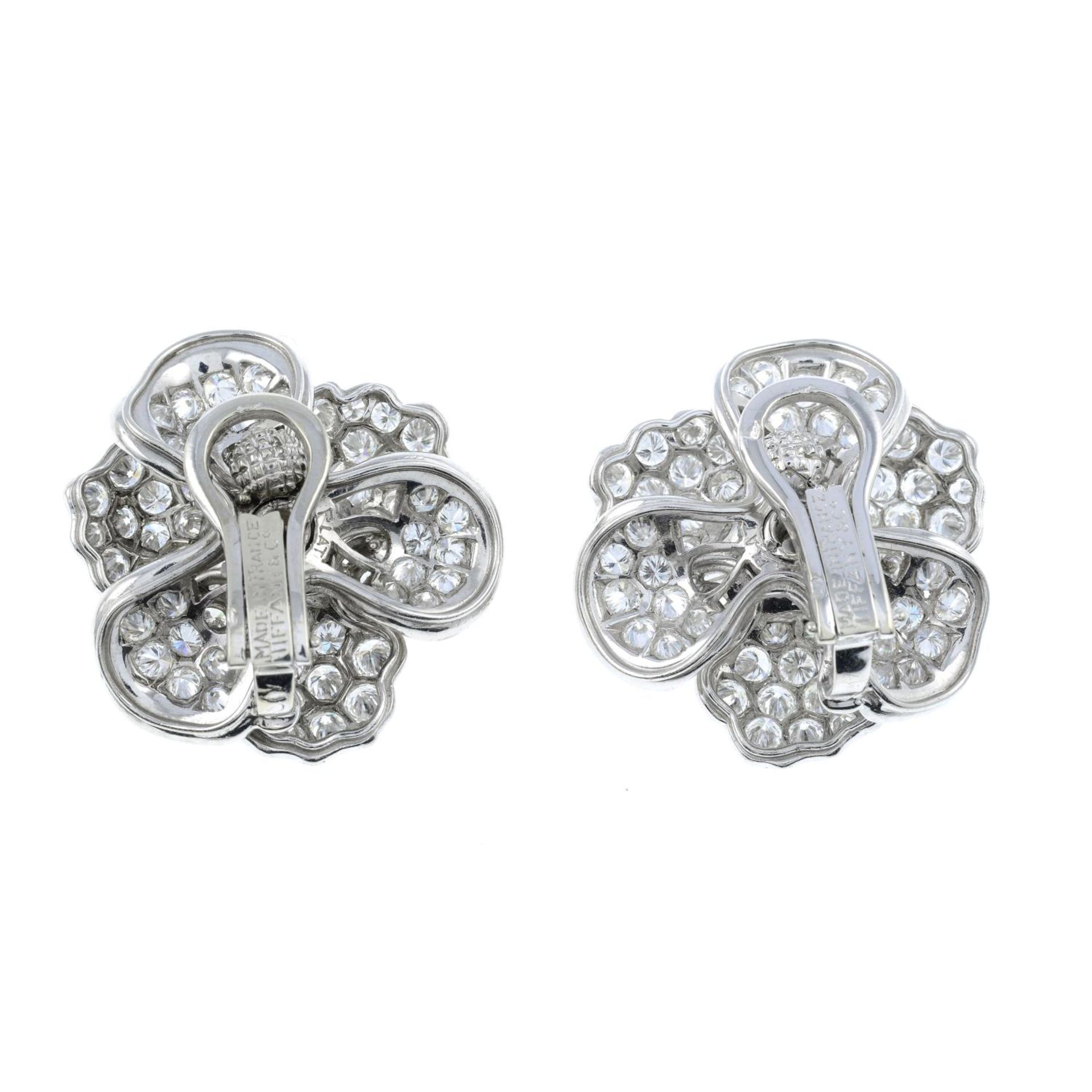 A pair of vari-cut diamond floral earrings, - Image 3 of 3