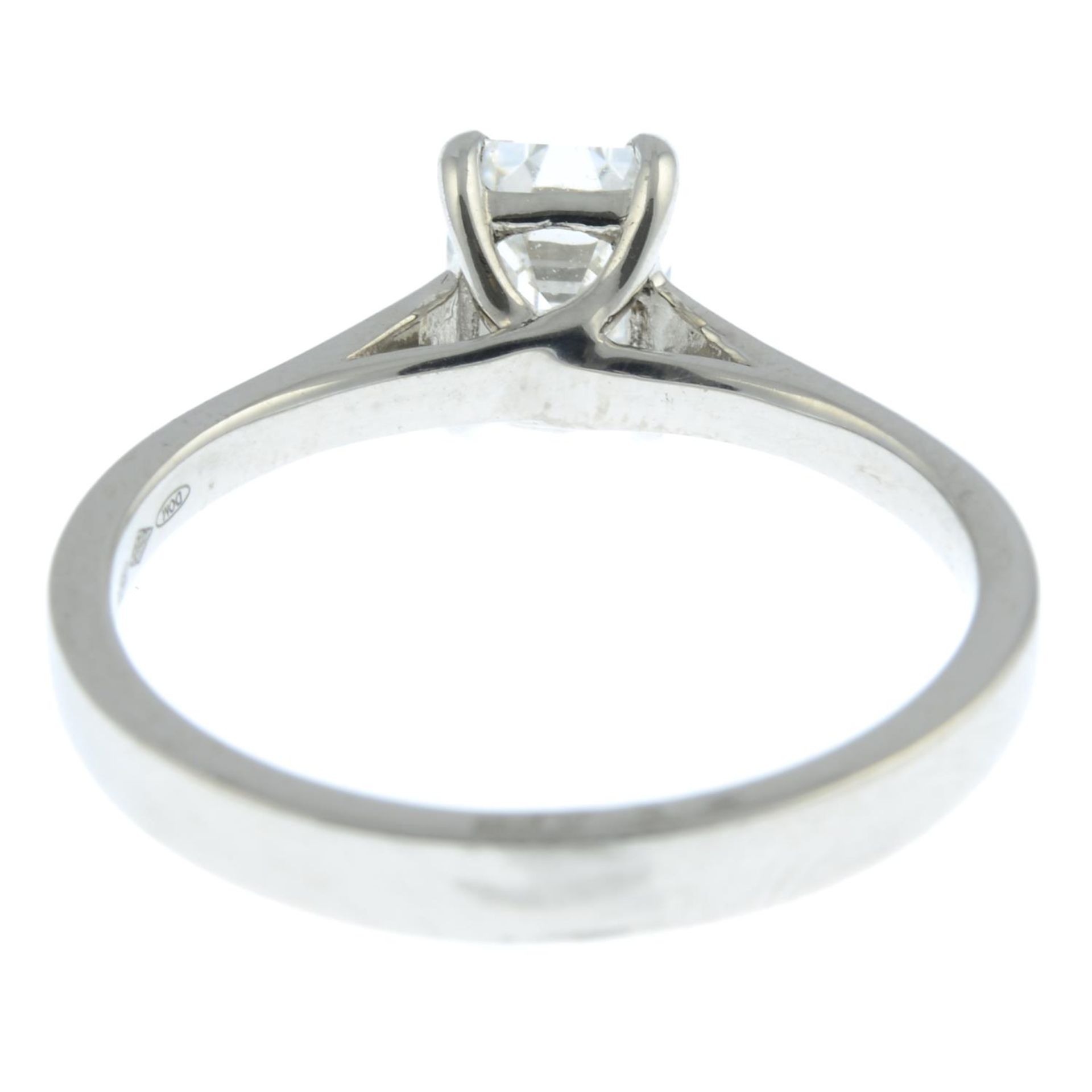 A platinum rectangular-shape diamond single-stone ring.Diamond weight 1.01cts, - Image 5 of 7