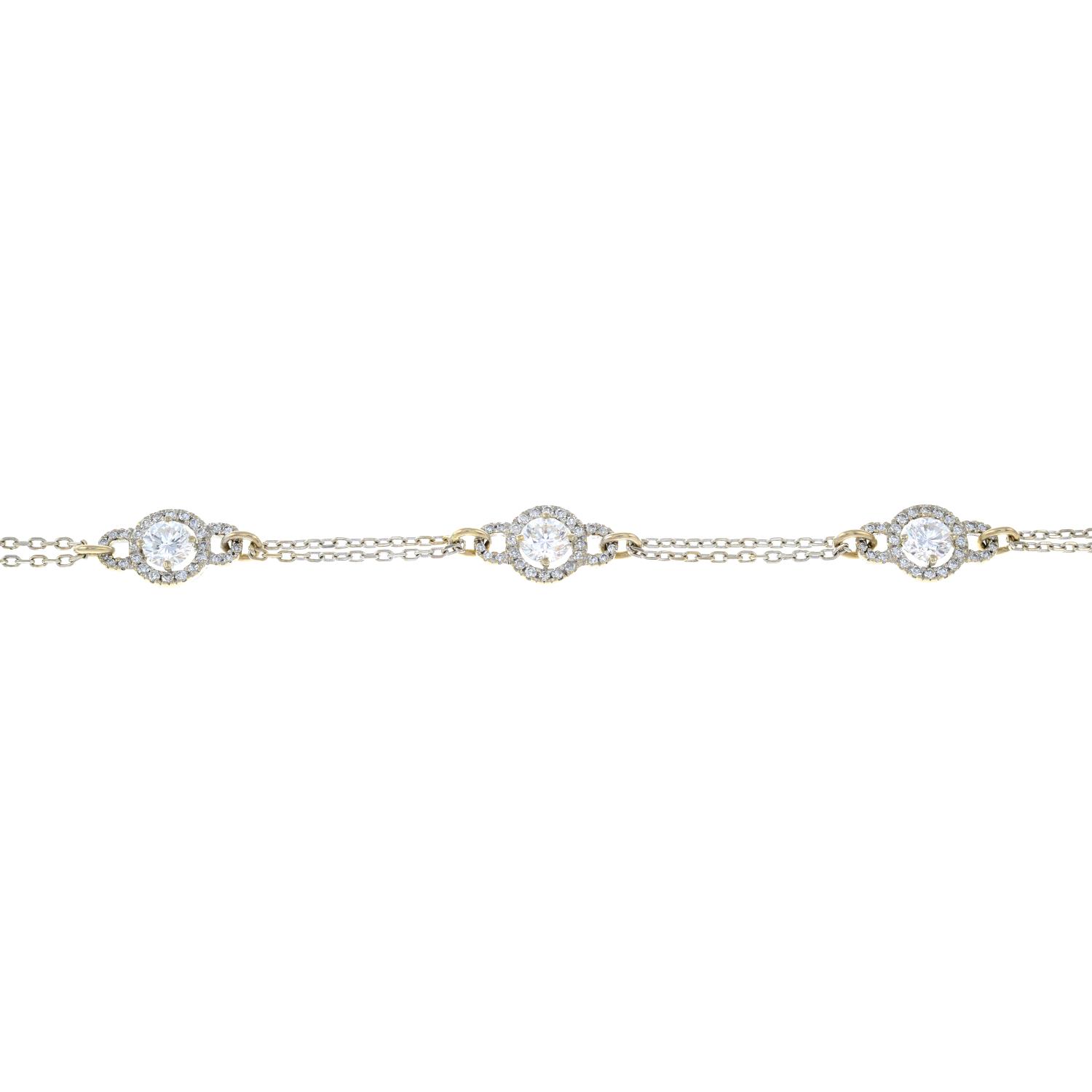 A brilliant-cut diamond cluster bracelet.Estimated total diamond weight 3cts, - Image 2 of 4