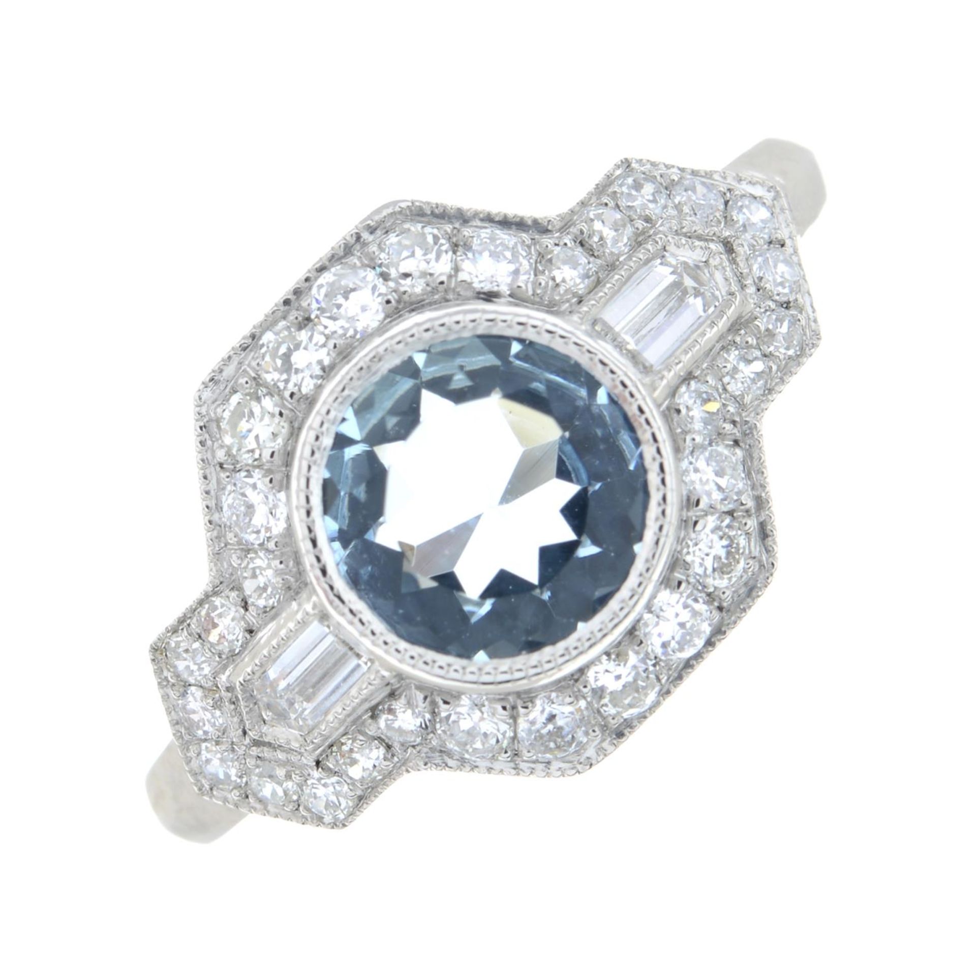 An aquamarine and diamond ring.Aquamarine calculated weight 0.75ct, - Bild 2 aus 6