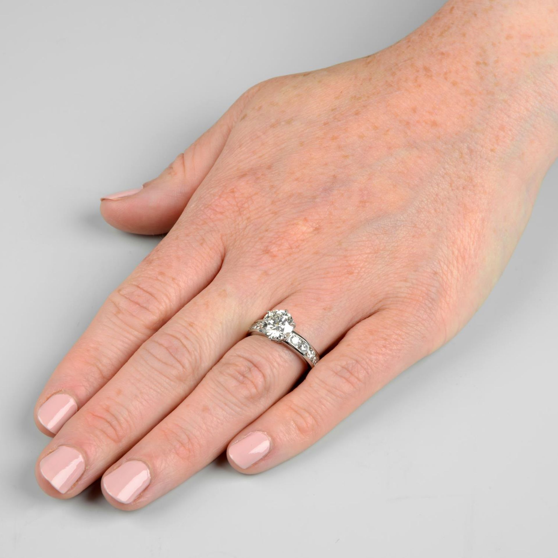 A platinum brilliant-cut diamond single-stone ring, - Image 3 of 7