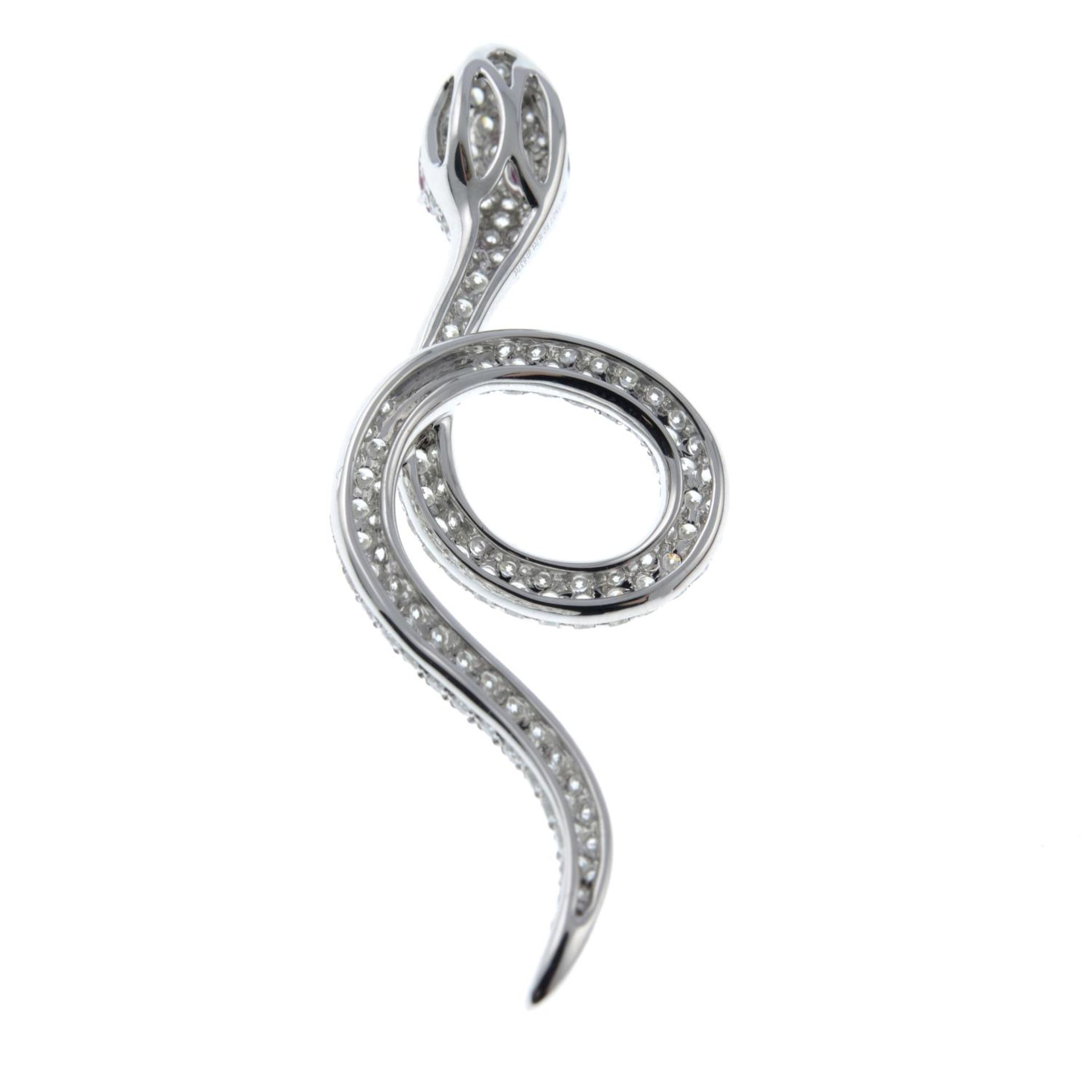 A pavé-set diamond snake pendant, - Image 4 of 4
