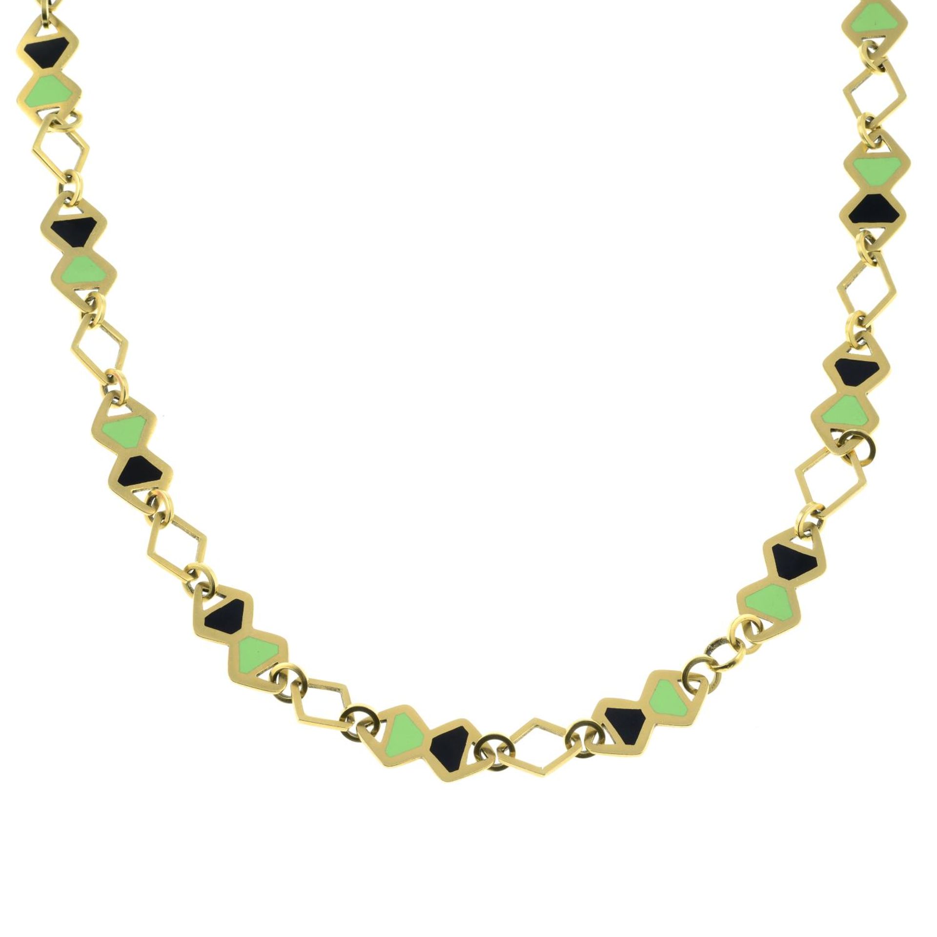 An enamel geometric panel necklace, attributed to Piaget. - Image 2 of 5