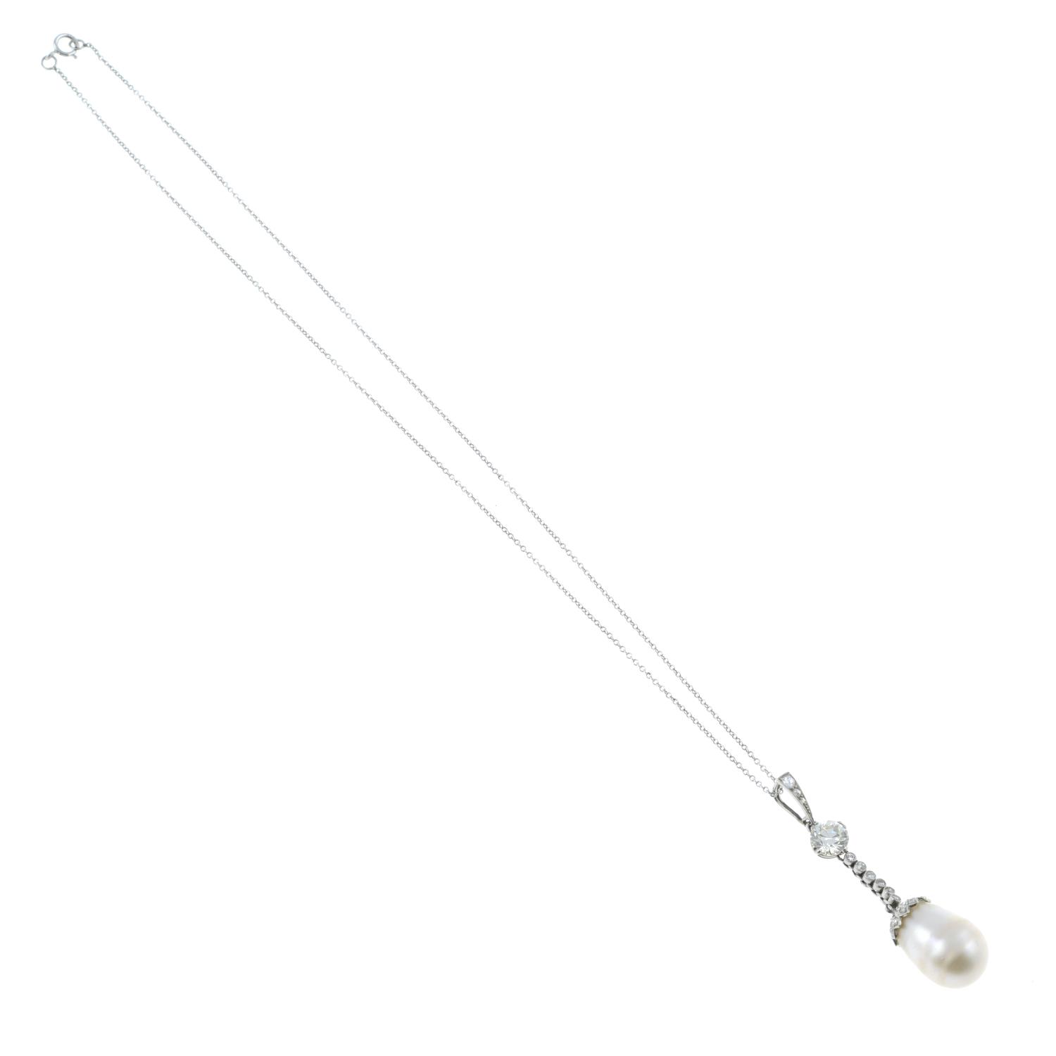 A natural pearl and diamond drop pendant, - Image 5 of 6