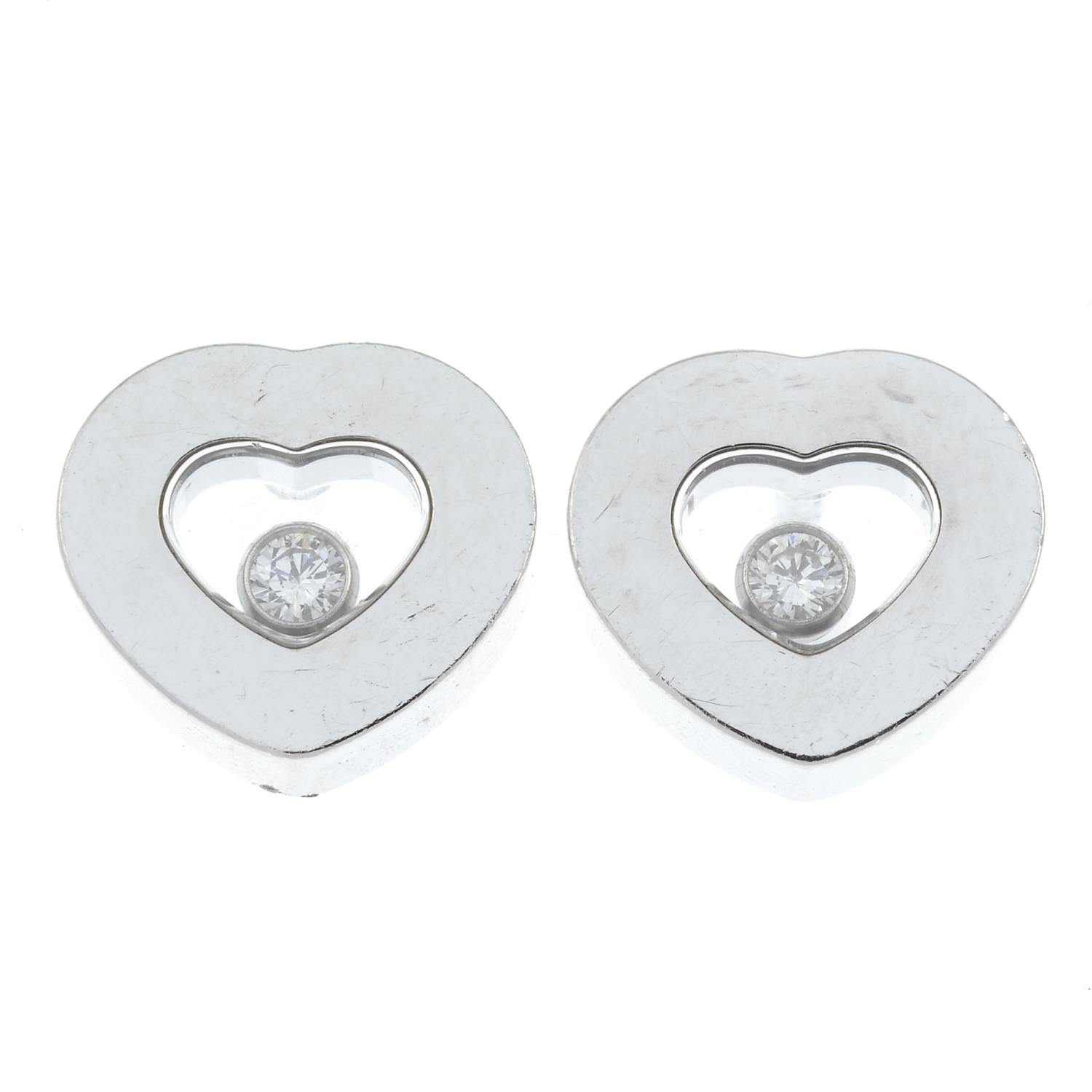 A pair of 18ct gold heart-shape 'Happy Diamonds' 'Icons' earrings, - Image 2 of 4