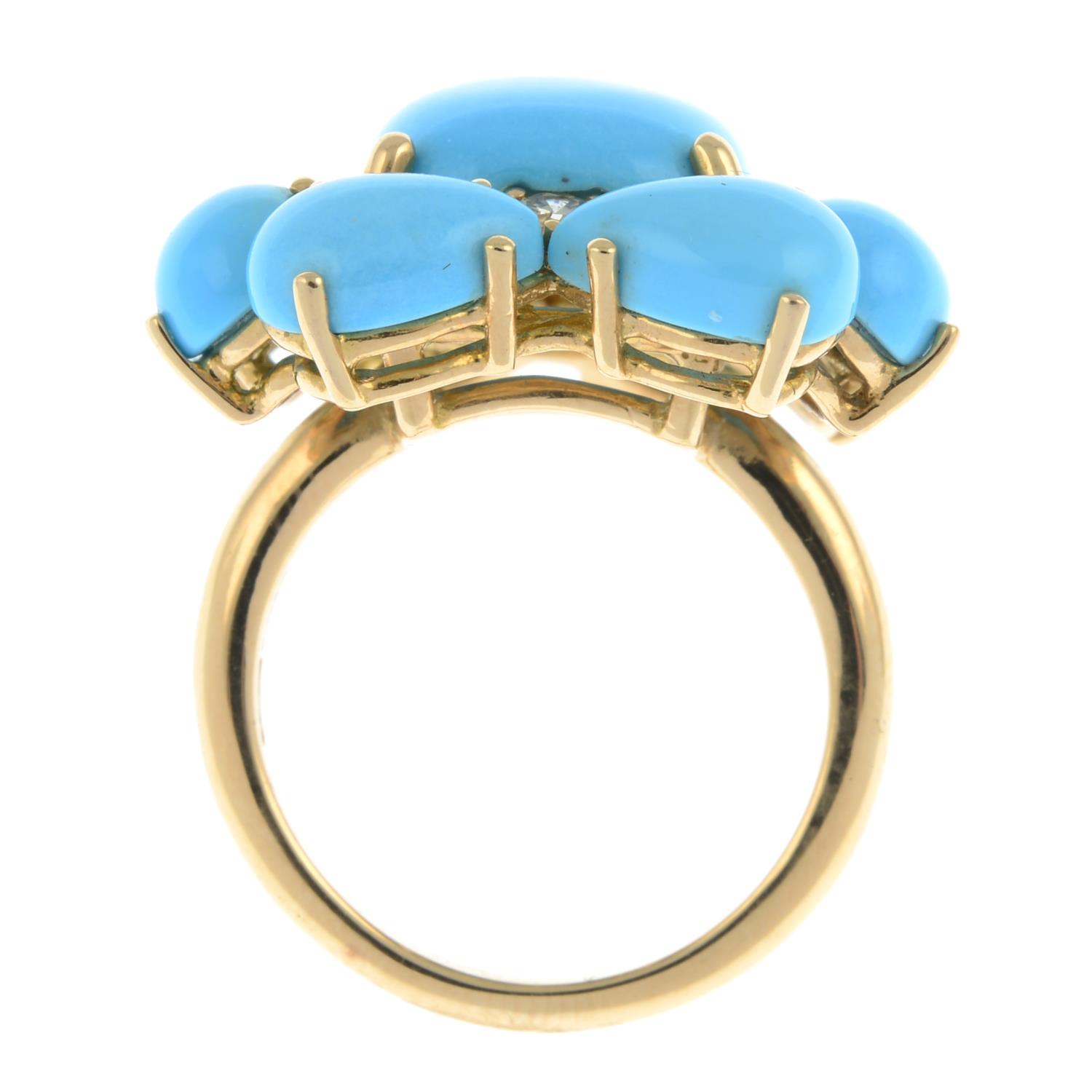A turquoise and brilliant-cut 'brown' diamond ring, - Image 6 of 6