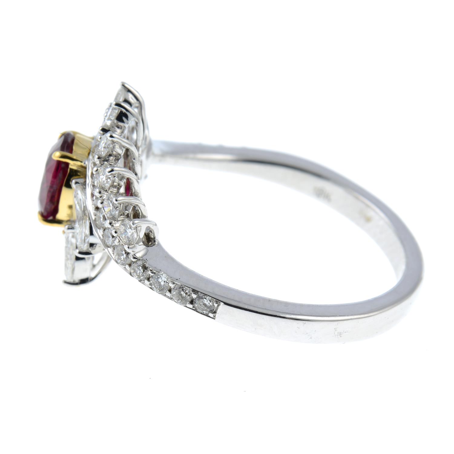 A 'Pigeon's Blood' Burmese ruby and vari-cut diamond dress ring.With report GRS2021-011099, - Image 4 of 7