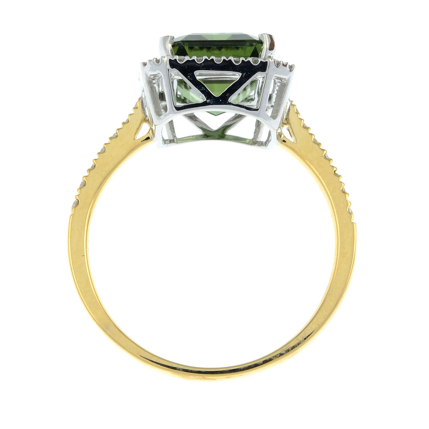 An 18ct gold green tourmaline and brilliant-cut diamond ring.Tourmaline weight 3.37cts.Total - Image 6 of 6