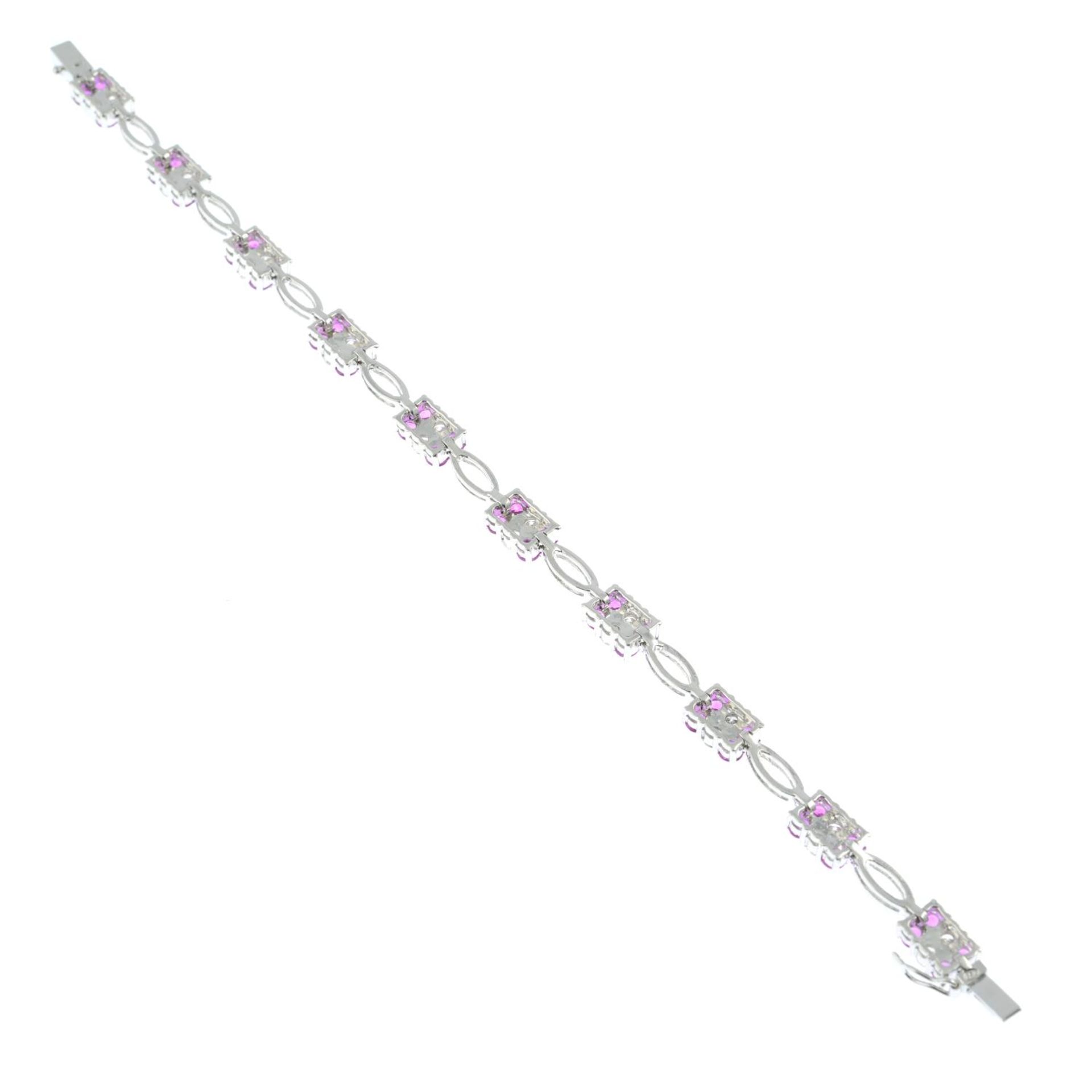 A pink sapphire and diamond bracelet. - Bild 4 aus 4