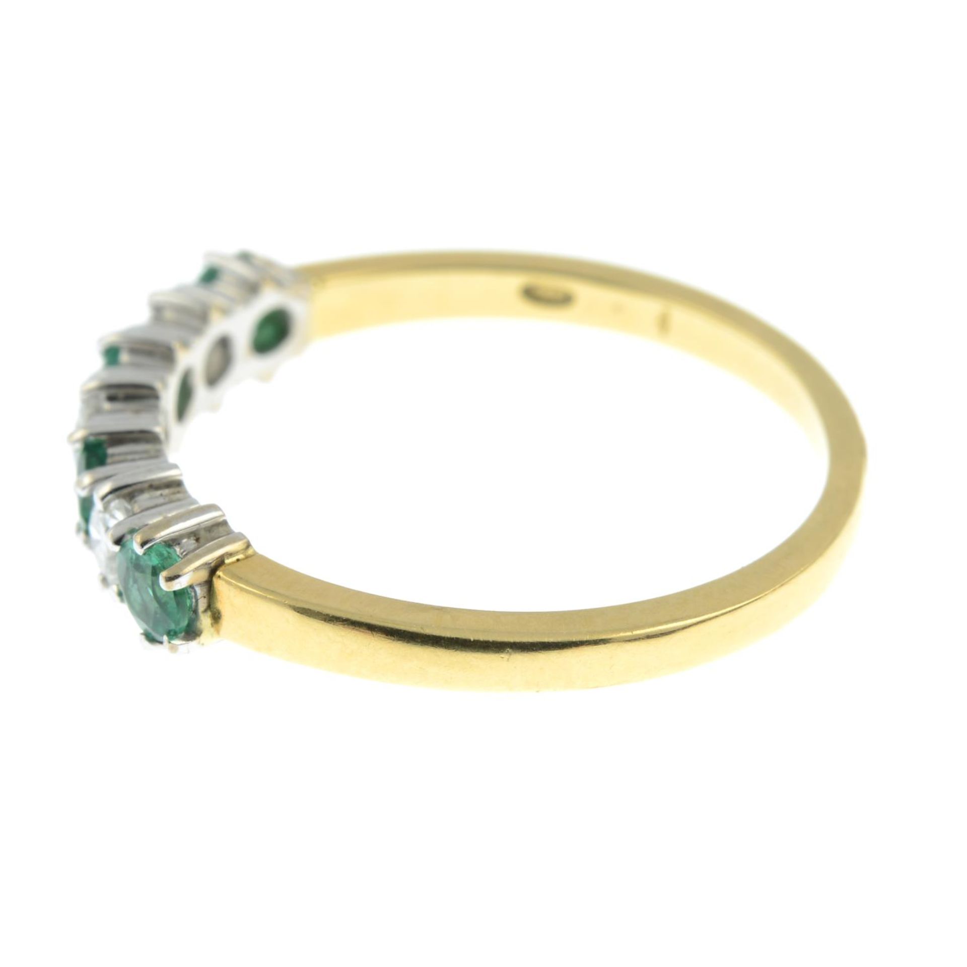 An 18ct gold alternating emerald and brilliant-cut diamond half eternity ring.Estimated total - Image 4 of 5