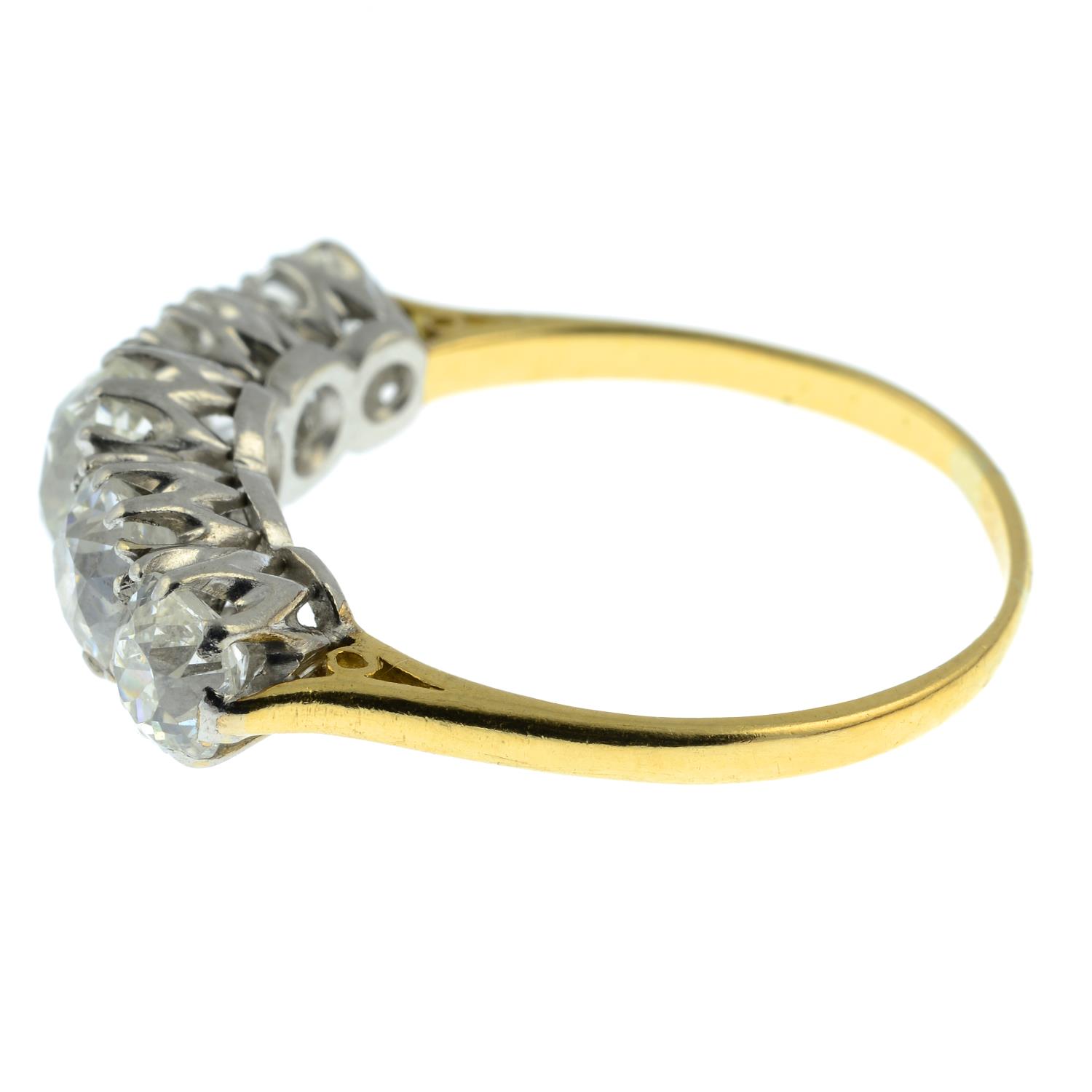 An 18ct gold graduated old-cut diamond five-stone ring.Estimated total diamond weight 4cts, - Image 4 of 6