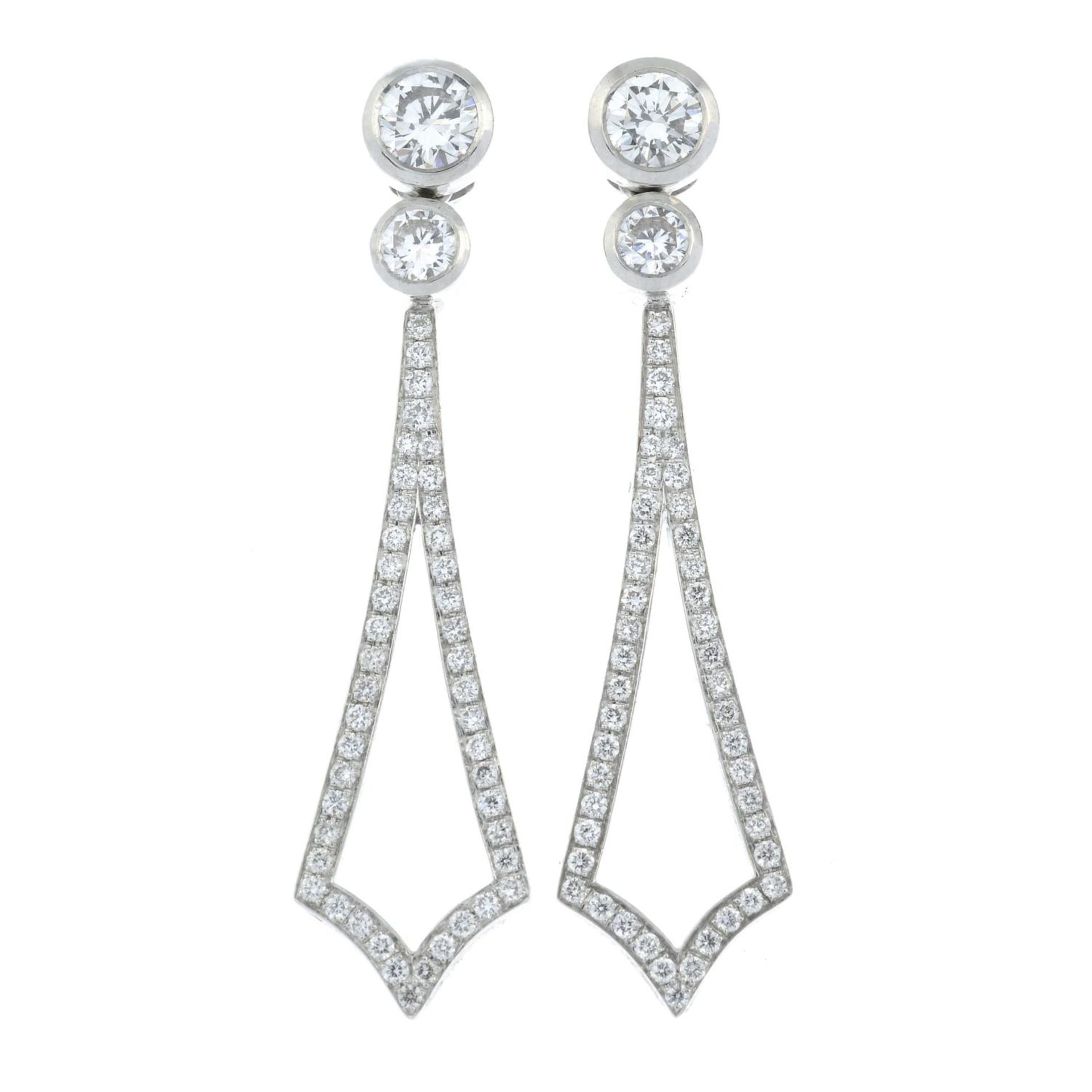 A pair of 18ct gold brilliant-cut diamond earrings, - Image 2 of 3