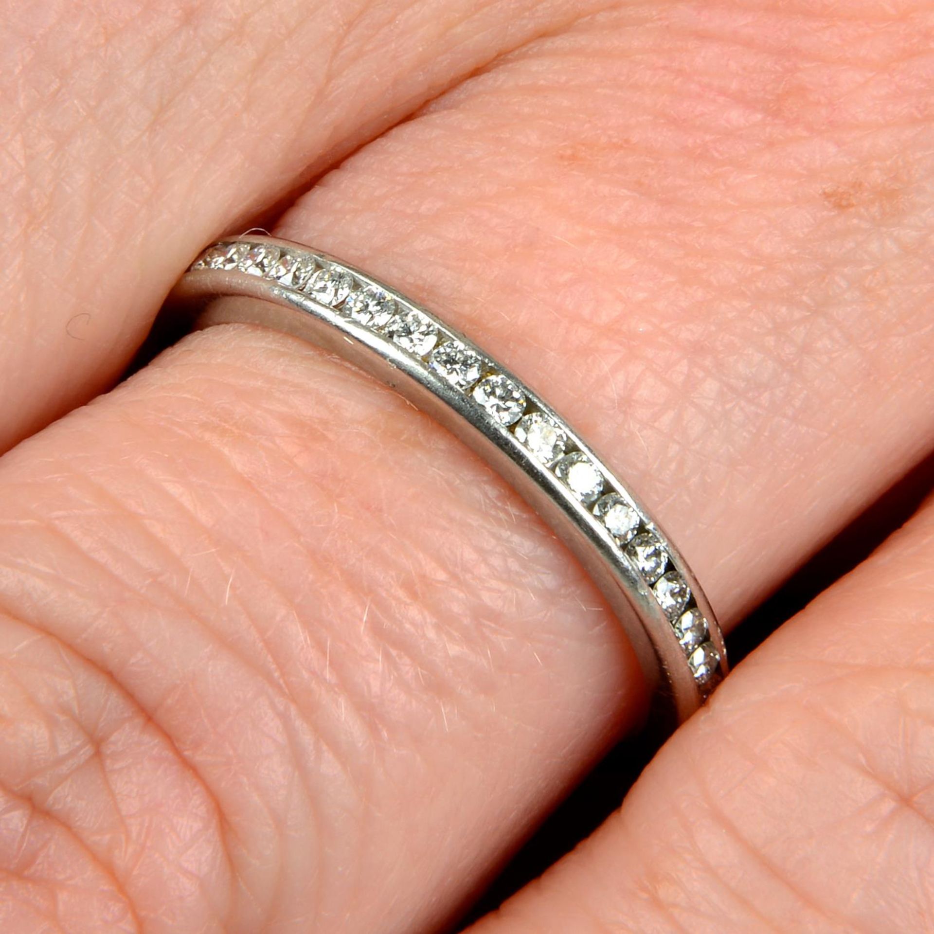 A platinum brilliant-cut diamond full eternity ring, by Tiffany & Co.