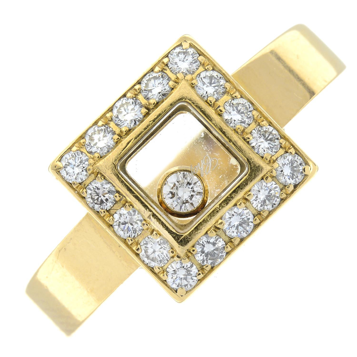 An 18ct gold brilliant-cut diamond square-shape 'Happy Diamonds' 'Icons' ring, by Chopard. - Image 2 of 6