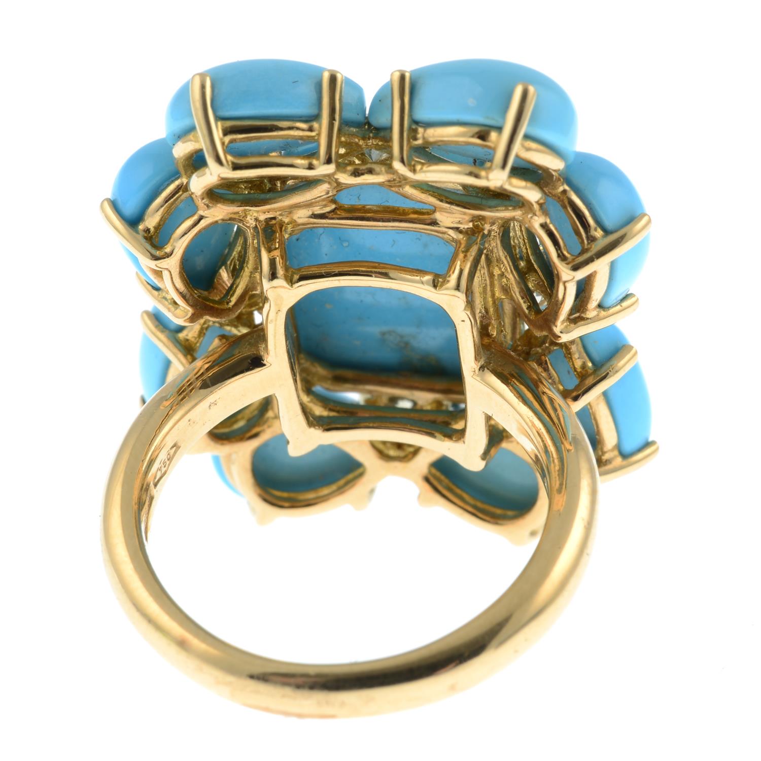 A turquoise and brilliant-cut 'brown' diamond ring, - Image 5 of 6