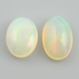 Two oval shape opals, weighing 13.34ct.