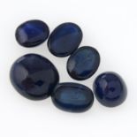 A selection of oval sapphire cabochons, total weight 74.91cts.