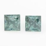 A pair of square-shape green synthetic moissanite, total weight 4.26cts.