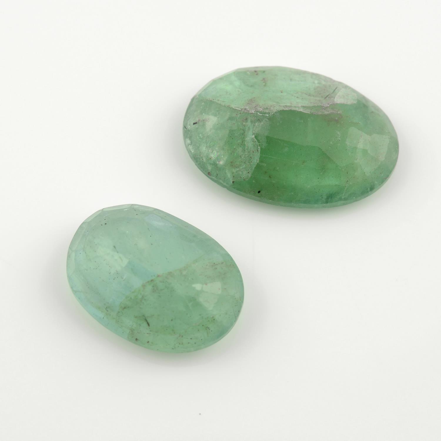 Two oval shape emeralds, weighing 8.58ct. - Image 2 of 2