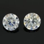 A pair of circular-shape colourless synthetic moissanite.