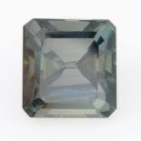 A square-shape green synthetic moissanite, weighing 3.86cts.