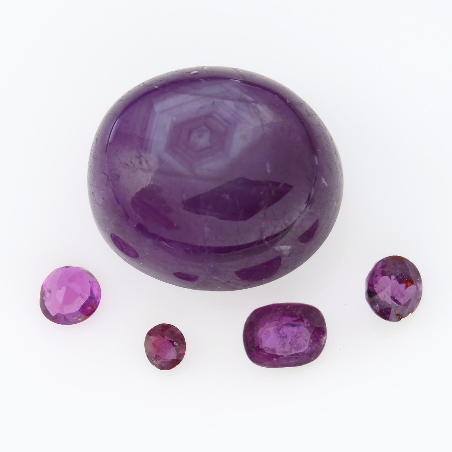 Selection of vari-shae rubies and an oval shape star ruby,