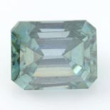 A rectangular-shape synthetic moissanite, weighing 2.44cts.