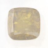 A cushion shape fancy vivid orangy yellow diamond, weighing 0.95ct.