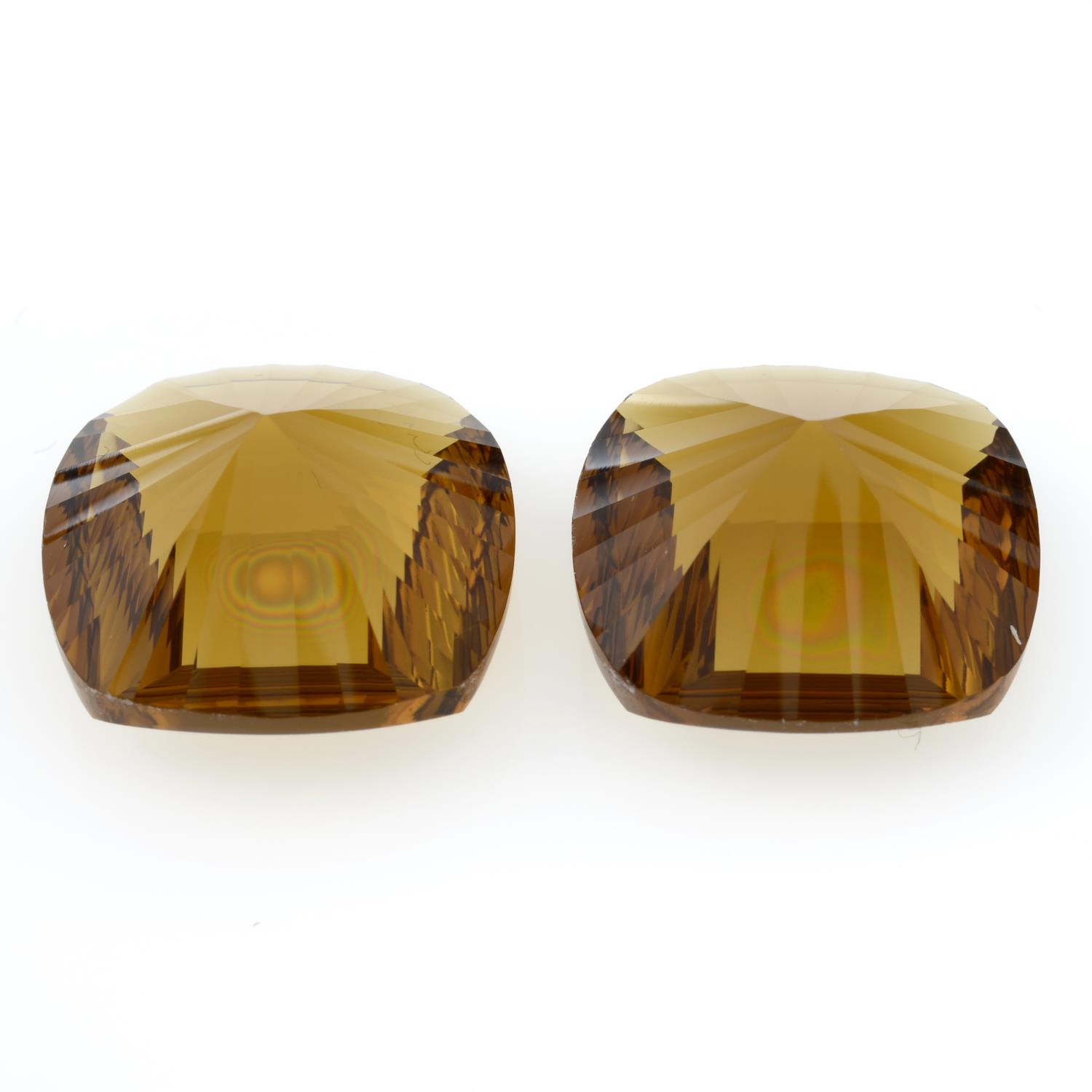 Pair of cushion shape citrines, weighing 39.23ct. - Image 2 of 2