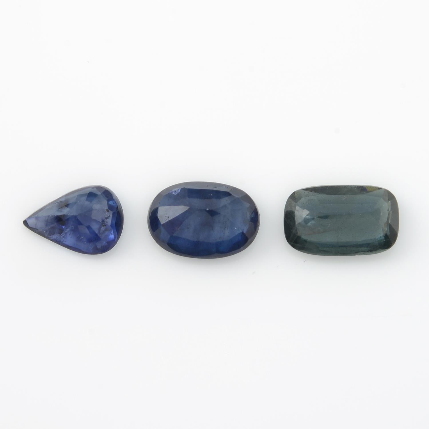 Three vari-shape sapphires, total weight 3.89cts. - Image 2 of 2