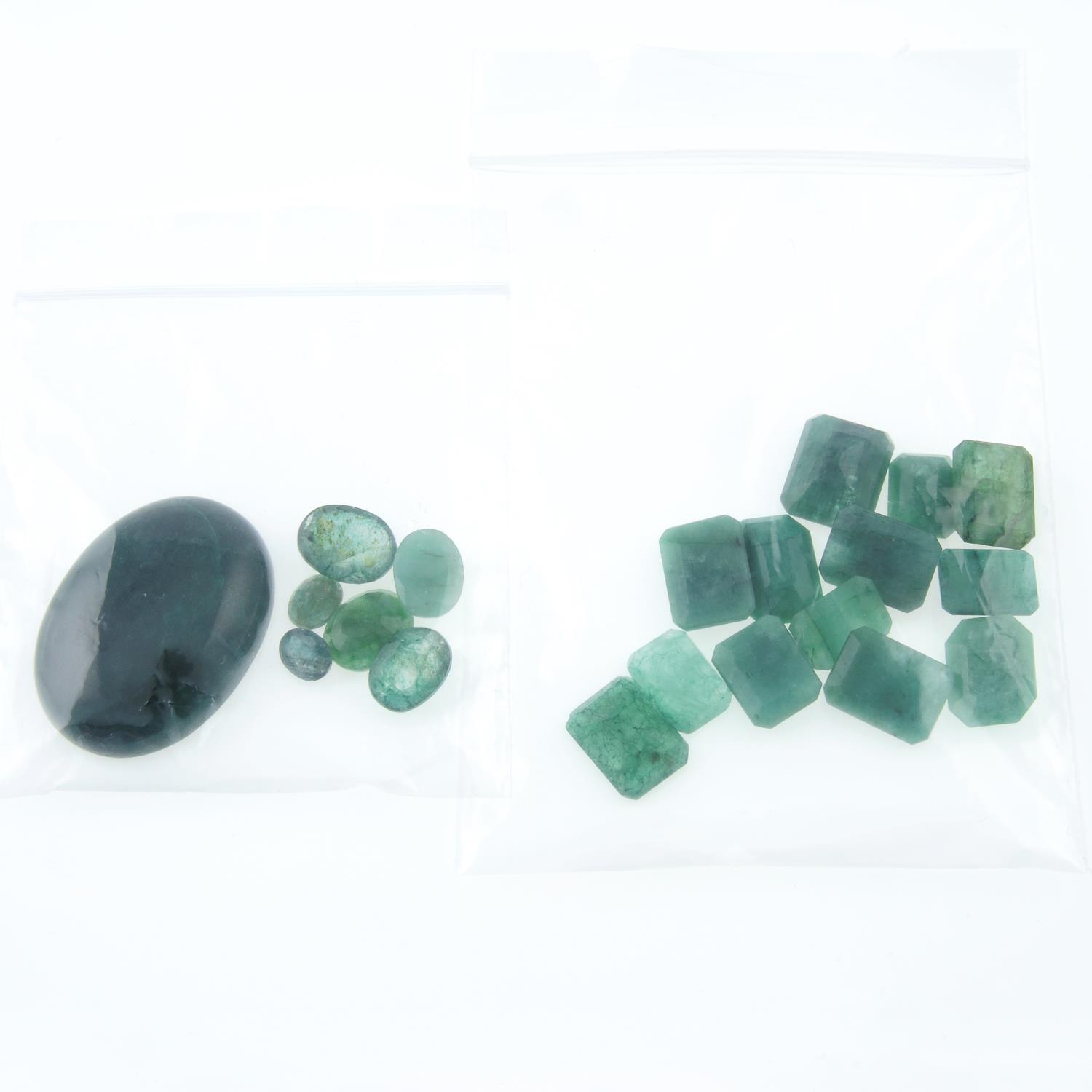 Selection of vari-shape emeralds and green beryls, - Image 2 of 3