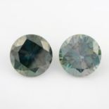 A pair of circular-shape green synthetic moissanite, total weight 6.66ct.