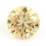 A circular-shape 'yellow' synthetic moissanite, weighing 4.71cts.