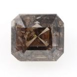 A rectangular shape fancy deep brown diamond, weighing 1.35cts, measuring 5.94 by 5.29 by 4.25mm.