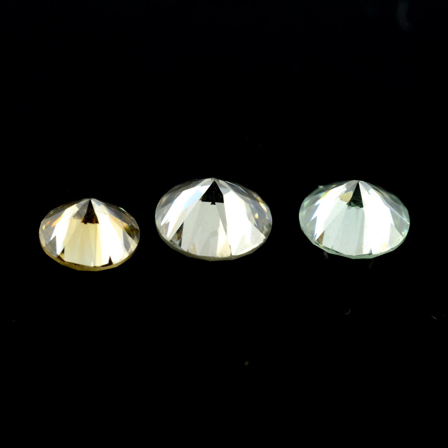 Three circular shape moissanites, total weight 1.50cts. - Image 2 of 2