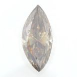 A marquise shape fancy intense yellowish brownish orange diamond, weighing 0.93ct.