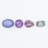 Four vari-shape and vari-hue sapphires, total weight 1.11cts.