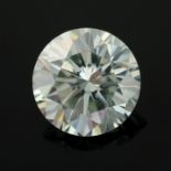 A circular-shape colourless synthetic moissanite weighing 2.64cts.