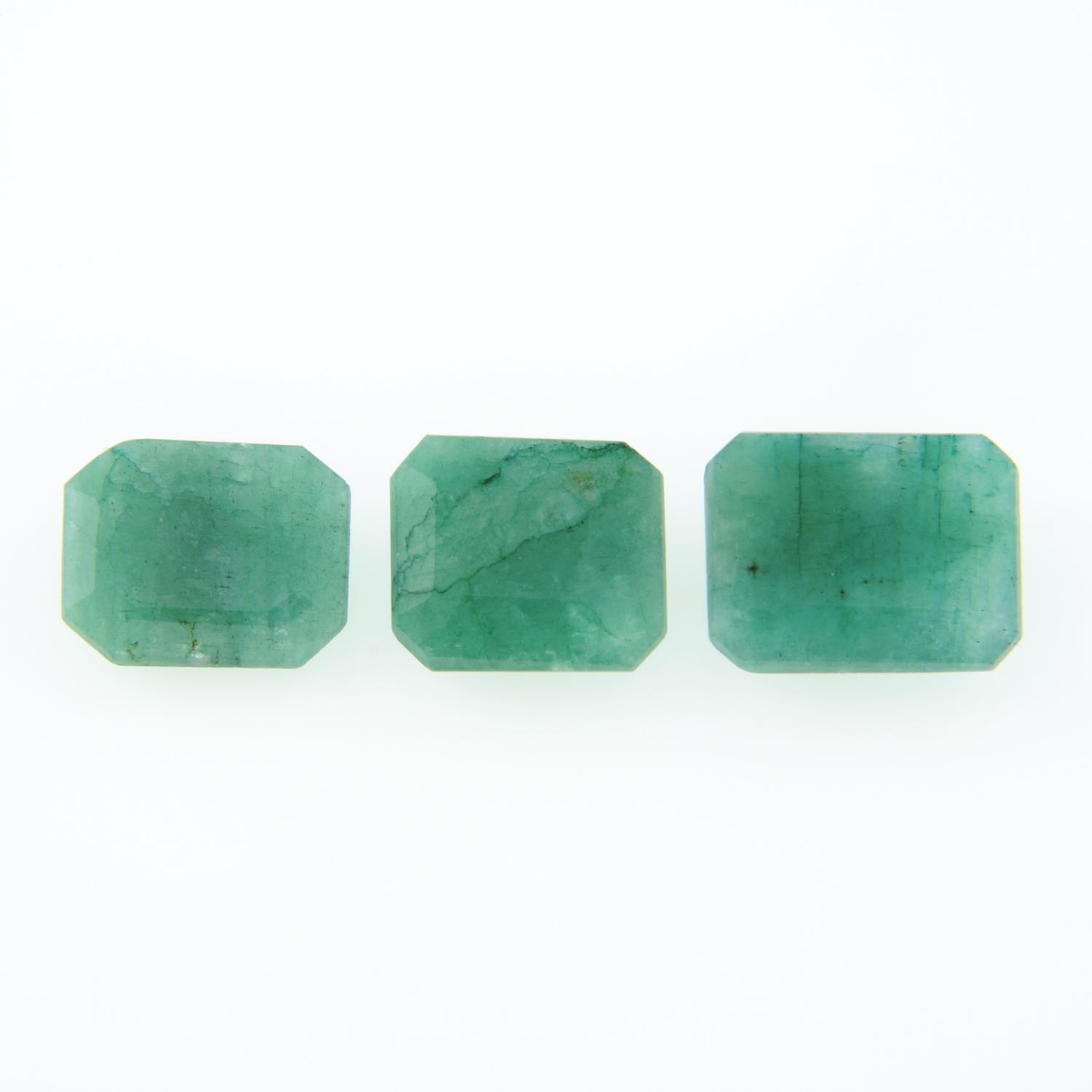 Selection of vari-shape emeralds and green beryls,