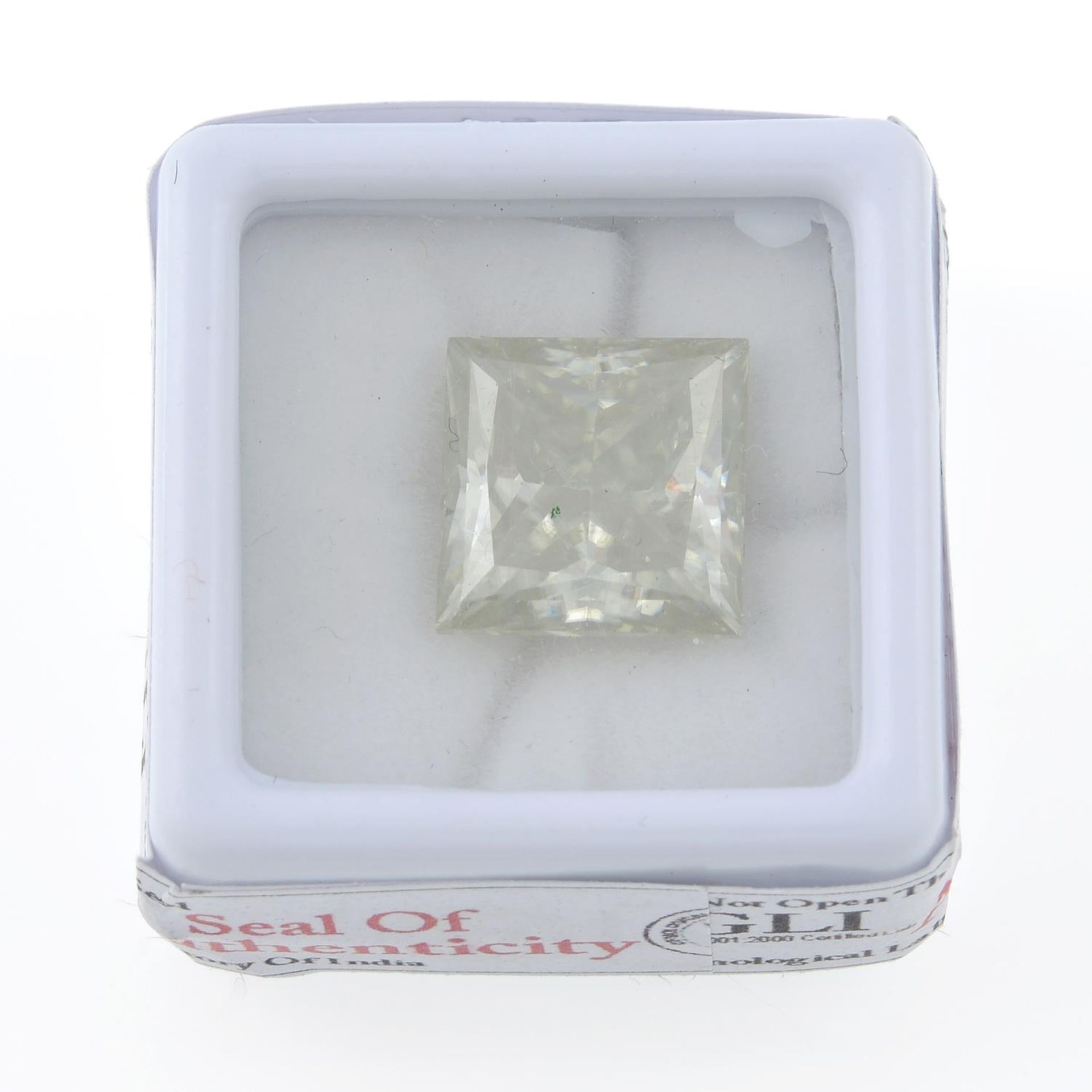 A square-shape synthetic moissanite.