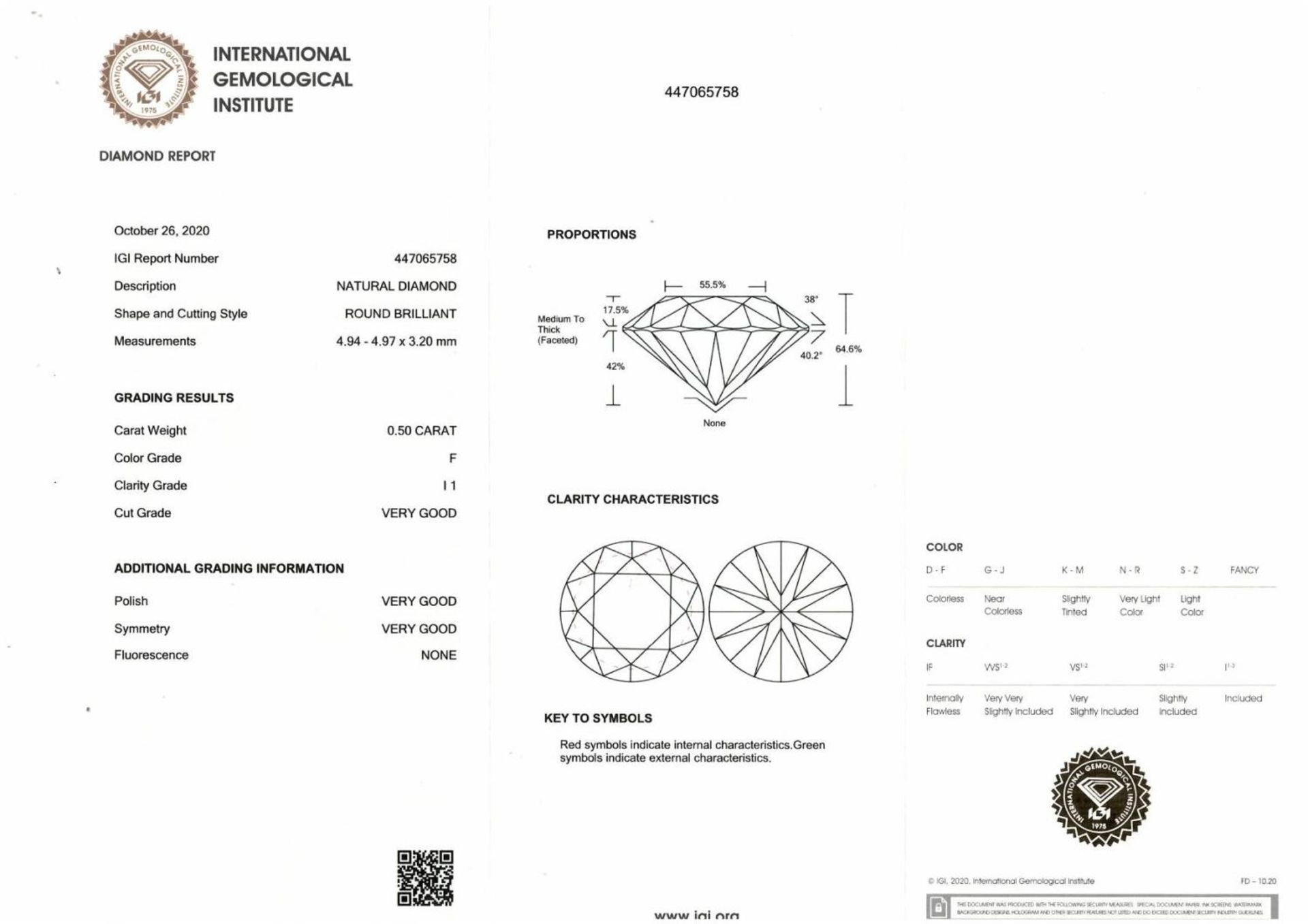 A brilliant cut diamond, weighing 0.50ct, measuring 4.94 by 4.97 by 3.2mms. - Image 4 of 4