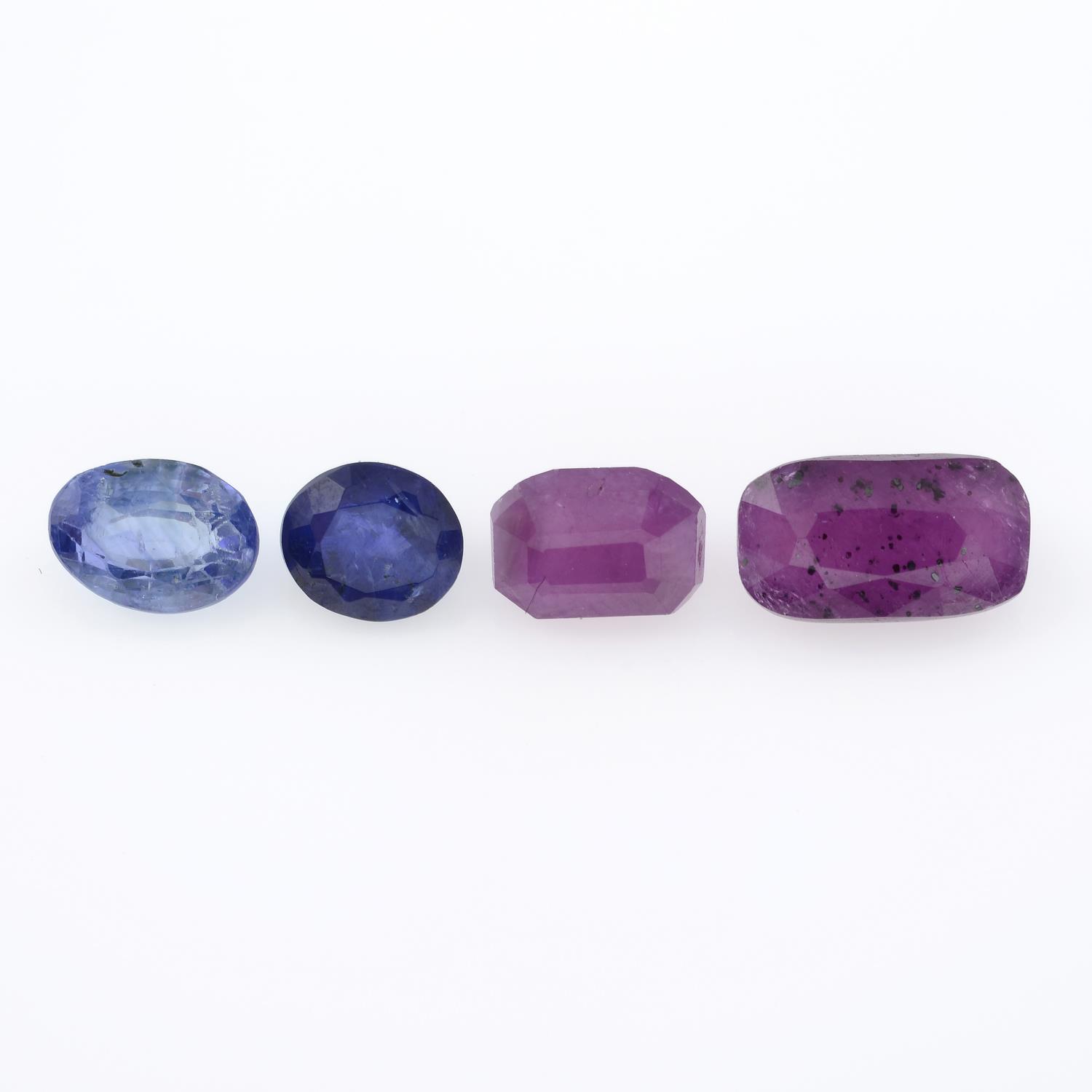 Two sapphires and two rubies.