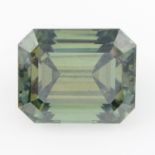 A rectangular-shape green synthetic moissanite.