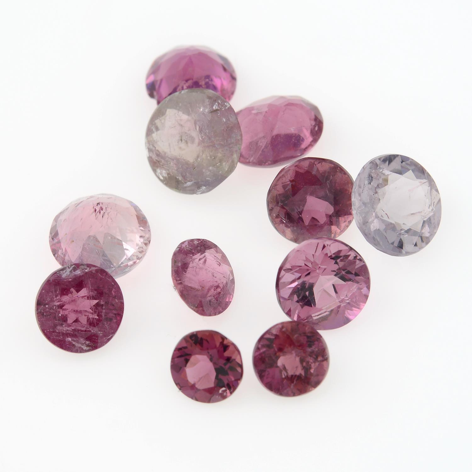 A selection of circular-shape vari-hue tourmalines.