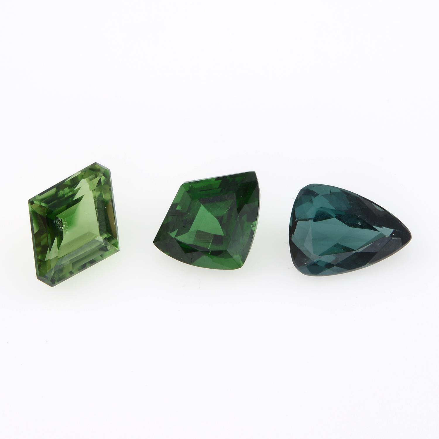 Three fancy shape tourmalines,