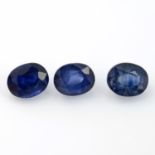 A small selection of oval-shape sapphires.