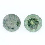 A pair of circular-shape green synthetic moissanite, total weight 7.31ct.