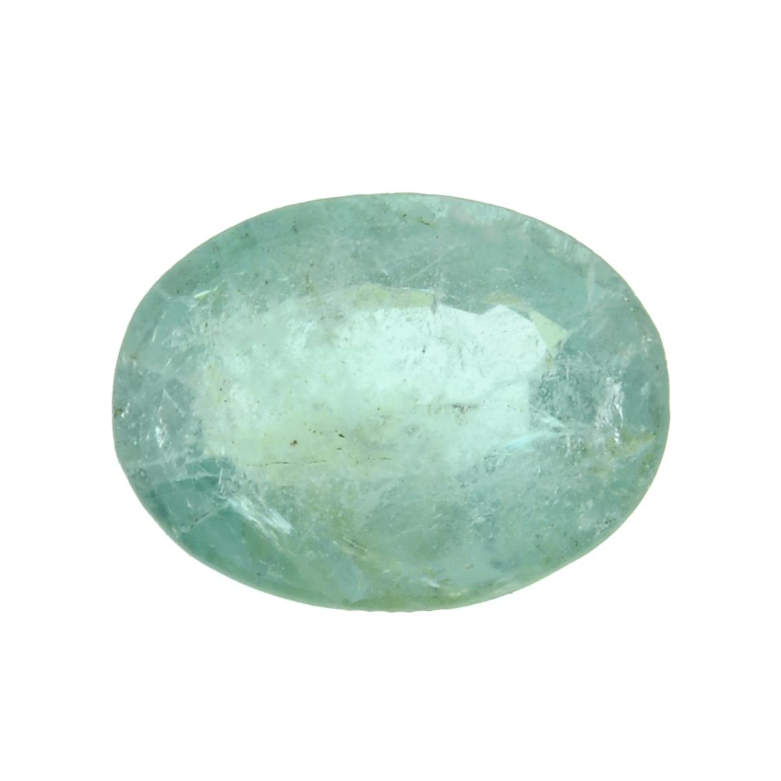 An oval shape emerald weighing 2.28ct within security seal.